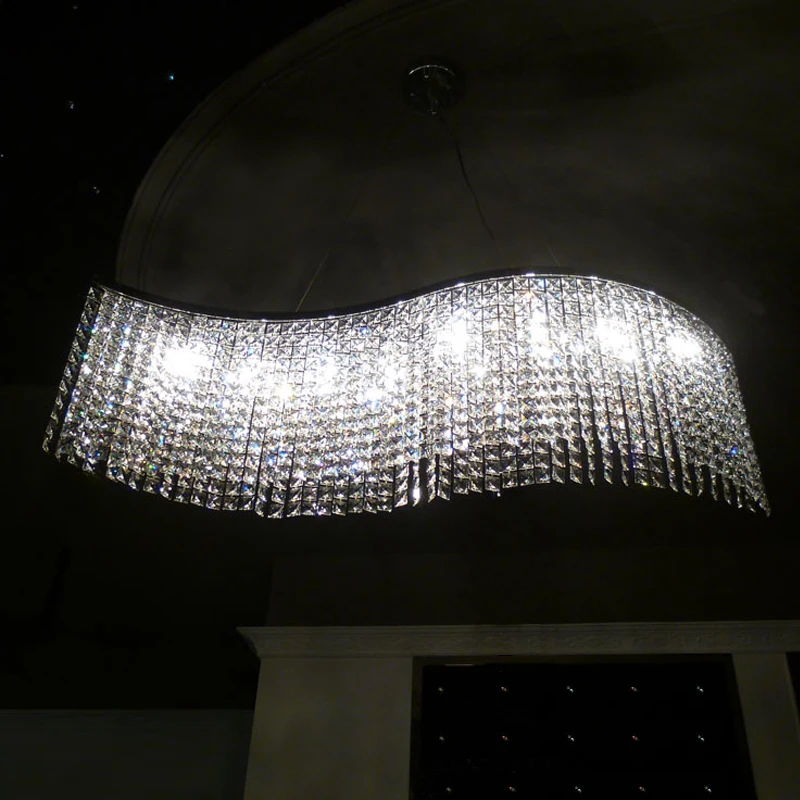 

new wave design crystal pendant lights modern hanging lampe lustre de cristal LED dinning room lights