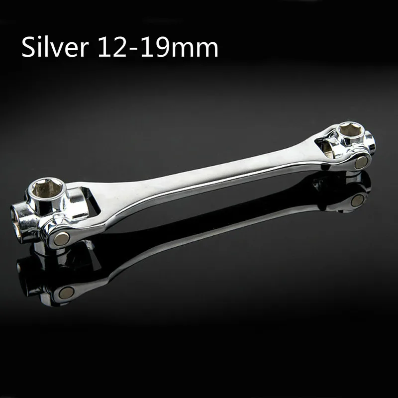8 In 1 Silver 12 19mm Multi function Hex Universal Socket Wrench High