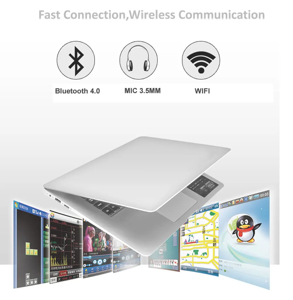 BINYEAE ноутбук 14 дюймов 6 ГБ оперативная память 64 eMMC с 128/256 SSD или 320/500 HDD оконные рамы 10 ультратонкий тетрадь компьютер ips экран