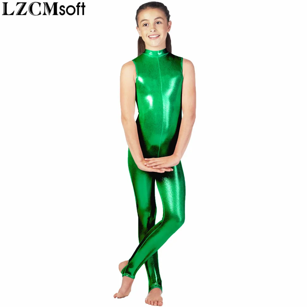 Buy LZCMsoft Girls Sleeveless Metallic Dance Unitards