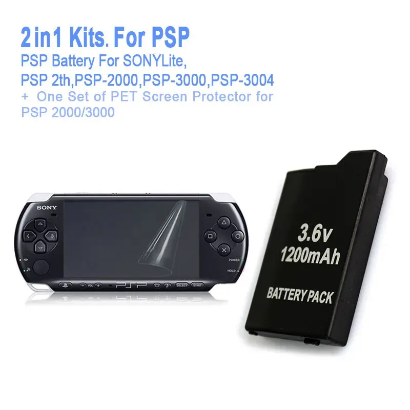 Игровые аксессуары для одной батареи PSP + один комплект защитной пленки экрана из