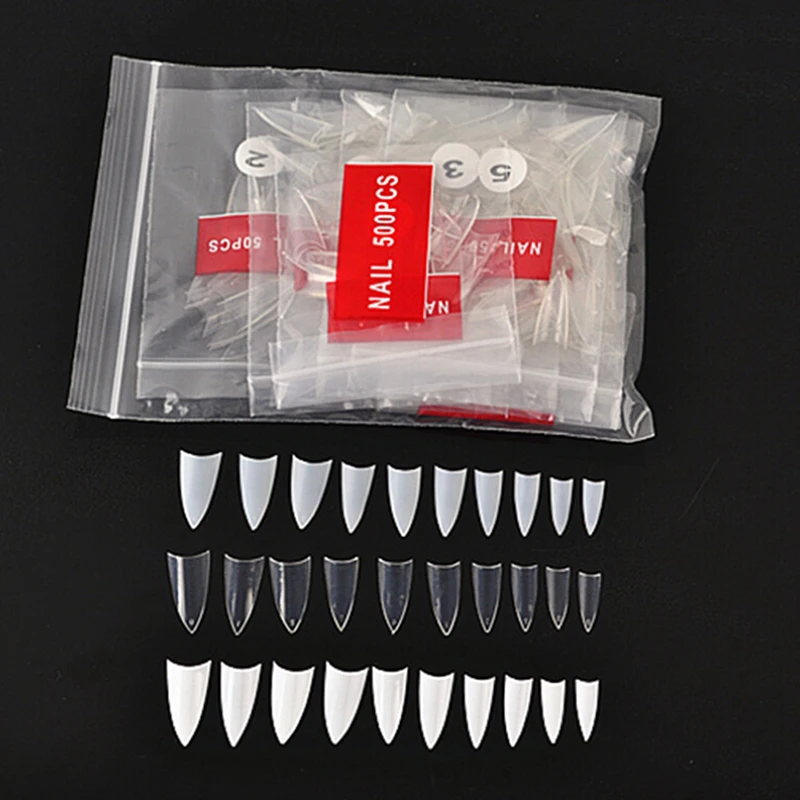 

500Pcs French Acrylic UV Gel Stiletto Point False Nails Tips Wholesale