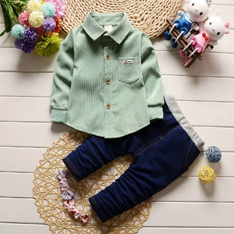 2pcs Fashion Boys Kids Clothes Shirt + Long Pants Outfits Gentleman Suit Set |