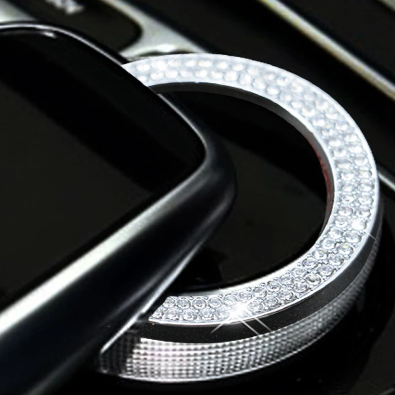 

For Mercedes Benz C200 C300 CLS Crystal Diamond Center Console Control Volume Knob Cover Stickers Decorative Ring Car accesories