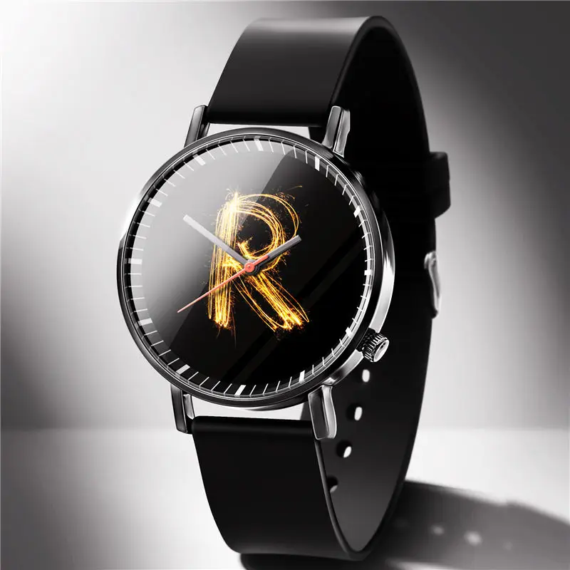 На заказ 26 букв мужские часы модные повседневные мужские часы индивидуальные уникальные мужские наручные часы резиновый ремешок для часов Часы Relogio