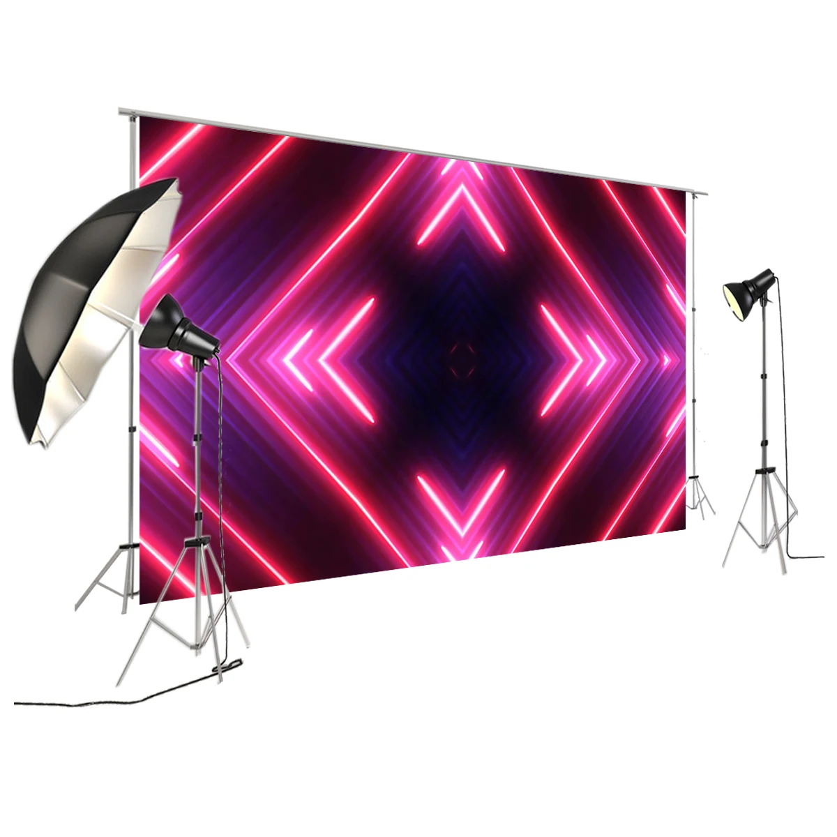

Glow in The Dark Backdrop Party Supplies Durable Background Banner Pink Laser Lines XT-7309