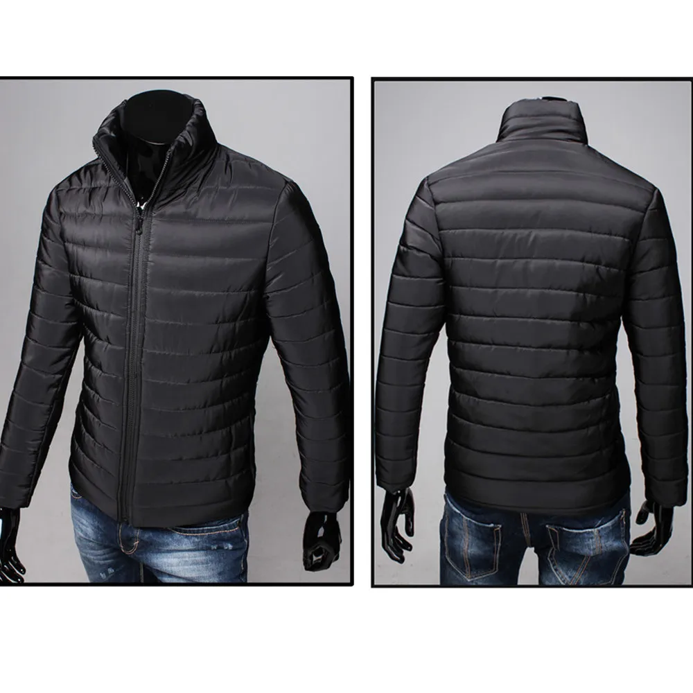 Зимнее мужское пуховое пальто, хлопковое теплое плотное пальто на молнии, пуховая куртка для мужчин, тонкий светильник, повседневное пальто