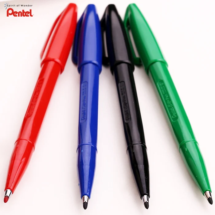 Pentel S520 эскизная ручка дизайн эскизы ручка крюк линия ручка ручная роспись ручка 2,0 м Япония черный/синий/зеленый/красный цвет - Цвет: 4 Pcs Each Color 1Pc