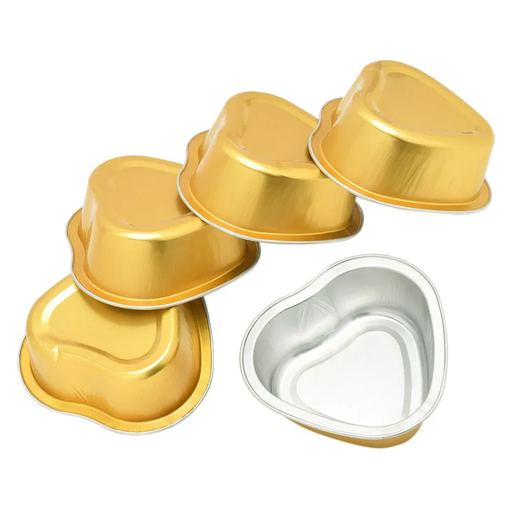 10 Pieces Gold Heart-Shaped Aluminum Foil Melting Hair Remove Wax Small Bowl Bean Depilatory Cream Bowl Waxing Pellet New