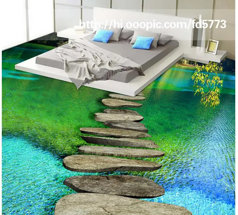 

custom vinyl floor tiles waterproof Calm water 3d wallpaper floor wallpapers for living room self adhesive wallpaper