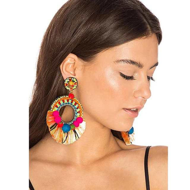 Vedawas Trend Boho Style Multicolor Tel Earring Good Quality Vedawas Trend Boho Style Multicolor Tel Earring Good Quality Fashion Design Long Statement Earrings For