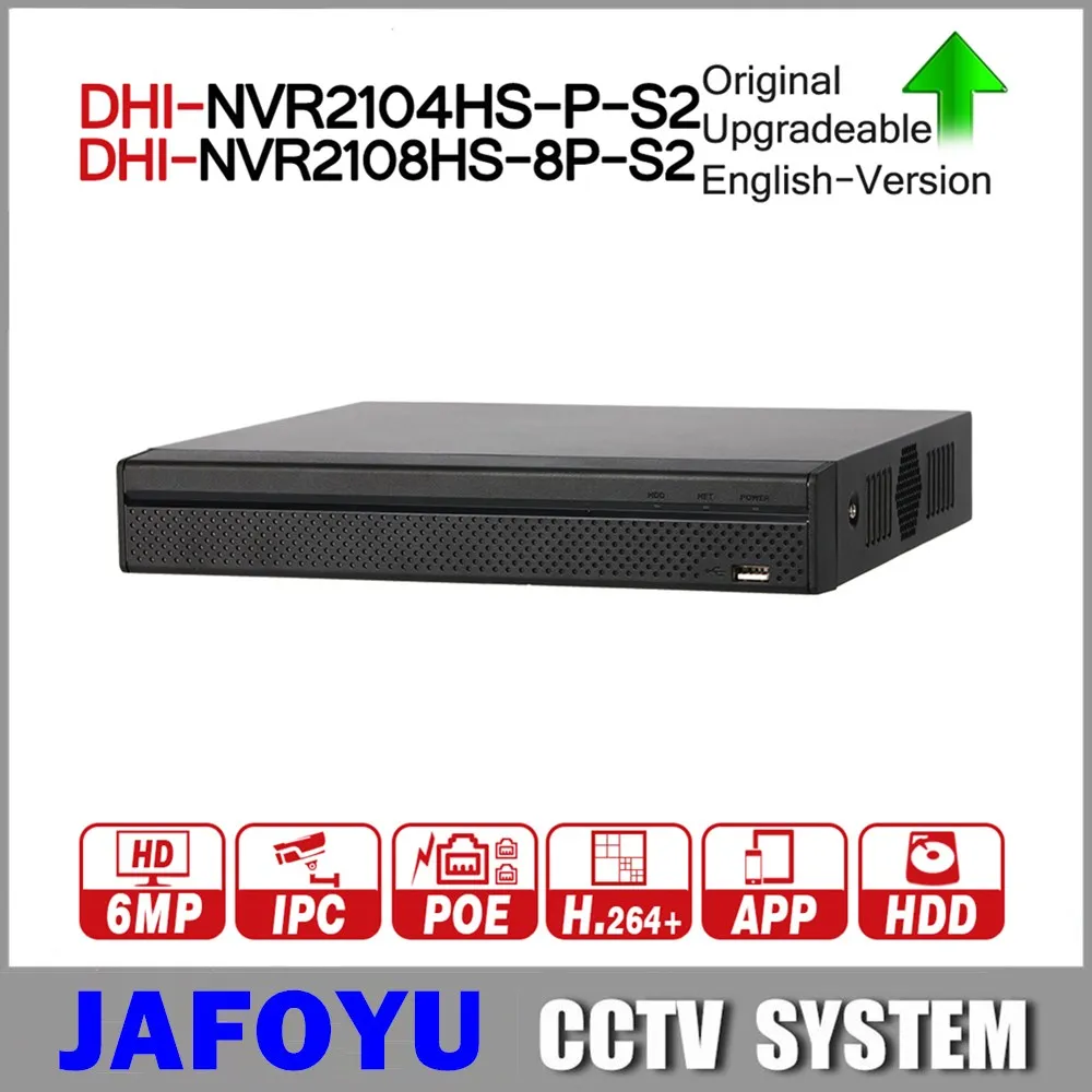 DH NVR2104HS P S2 4/8 CH POE NVR 1U PoE сетевой видеорегистратор Full HD 6MP запись для IP камеры с