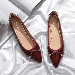 2019 г. летняя новая модная простая однотонная обувь на плоской подошве, Женская удобная повседневная обувь с бантом