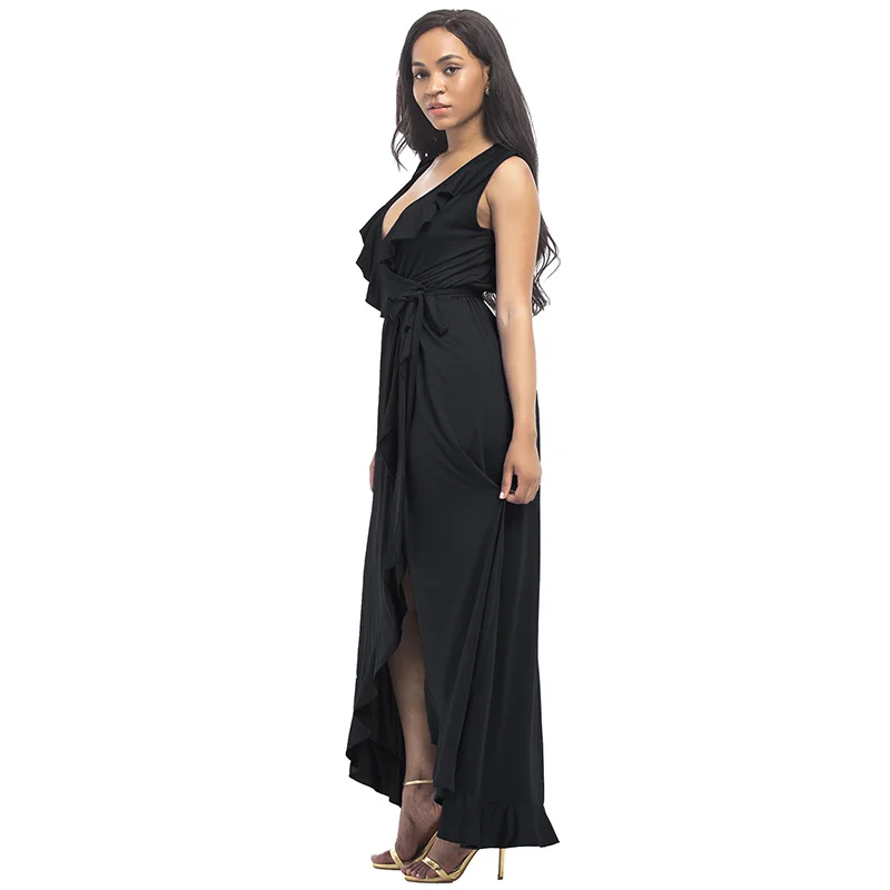 ShejoinSheenjoy Sexy Deep V-Neck Ruffles Women Long Dress Waist Drawstring Split Sleeveless Summer Dress Plus Size Maxi Dresses (15)