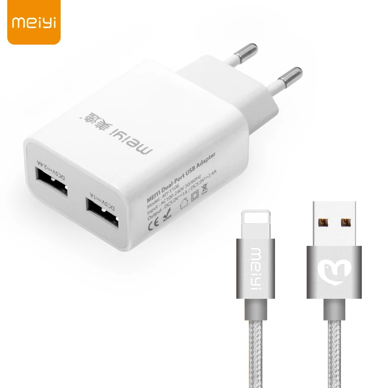  MEIYI Nylon Braided USB Cable for iPhone 7 6 6s Plus 5s iPad Fit for IOS 10 9 8 Pin Cable + 5V 2.4A