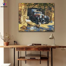 DIY Раскрашивание картины по номерам с цветами Alan Fearnley классические автомобили Картина Рисунок Живопись по номерам оформлена дома