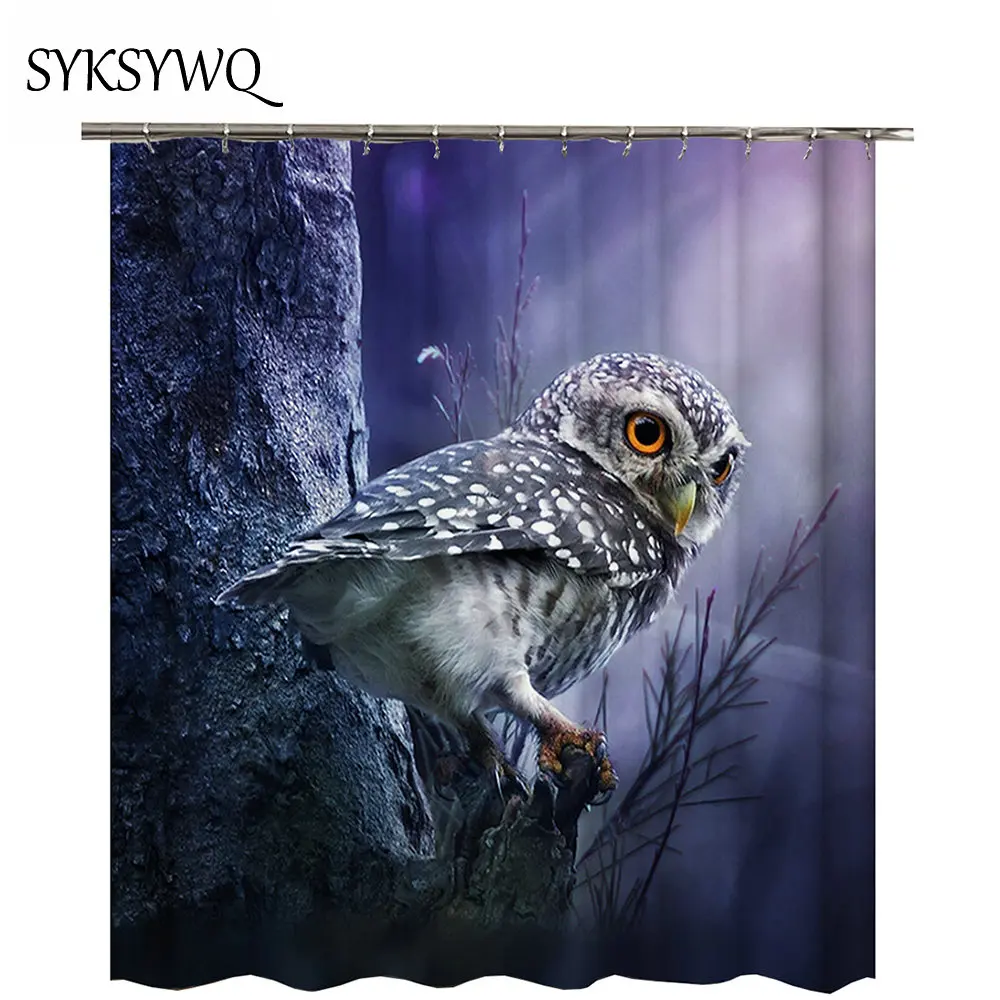 

3d owl shower curtain bathroom curtain decorations kids gift hot sale wholesale summer shower curtains