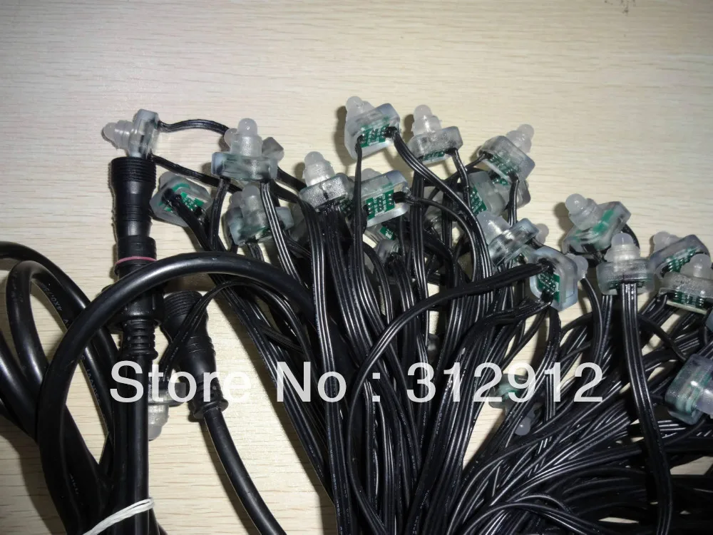 100 шт. DC12V вход IP68 WS2811 Светодиодный пиксельный свет весь черный провод со
