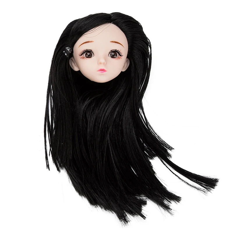 

1/6 30cm Doll Head with Straight Hair 3D Real Eyes DIY Head Accessories For Dolls Dress Up Toys Games For Girls