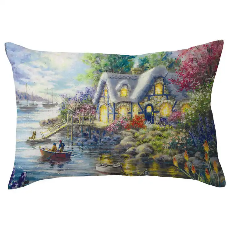 Merry Christmas Linen Pillow Cases Sofa Rectangle Cushion Cover Home Decoration pillow covers decorative velvet 3050cm #2o19 (1)