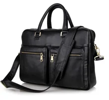 men briefcase genuine leather black business men’s bag 14” laptop computer bag men messenger bags cowhide office bags #MD-J7270
