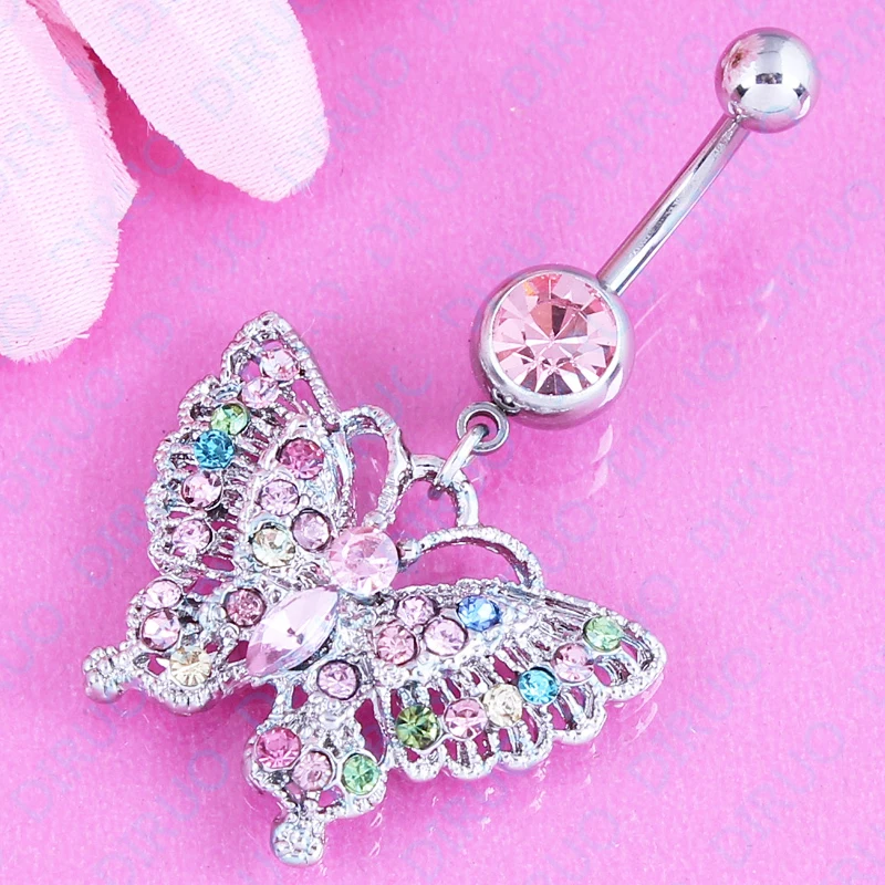 Free shipping Lovely Hollow Butterfly Belly Button Ring Navel Stud Body