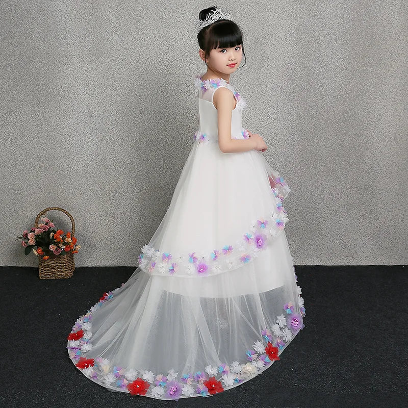 

1-12 Years Flower Girl Dress Kids Pageant Dress Appliques Girls Gown Dress Ball Gown Wedding Long Tailing Party Girl's Dresses