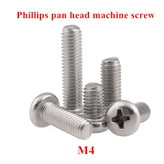 

20pcs M4 DIN7985 GB818 304 Stainless steel Cross Recessed Pan head screw Phillips Screws PM M4*4/5/6/8/10/12/14/16/18/20/25mm