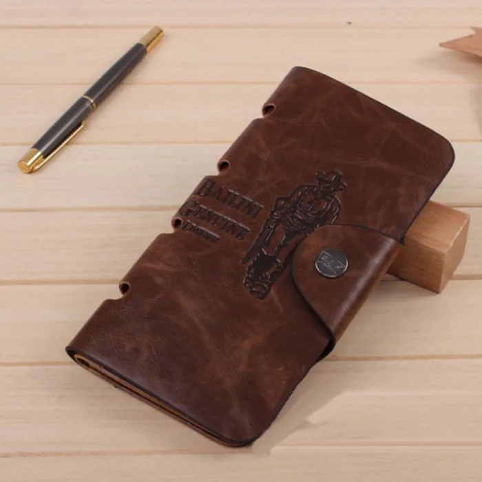 

Wallets For carteras mujer 2016 Mens Leather Long Vintage  Wallet Pockets ID Bifold Purse Brown Card Holder Bag sacoche homme