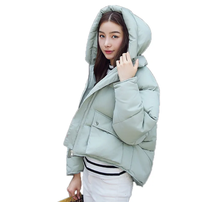 

Winter Fashion Women Jackets Short Design Cute Cotton Padded Pink Coats Causual Warm Hoodies Loose Padded Parkas Casaco Feminino