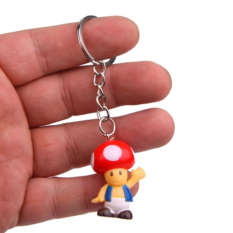 Hot Cute 8pcs/lot Classic Super Mario Bros Keychain Action Figure Mario Luigi Yoshi Peach Goomba King Kong PVC Action Kid Toys