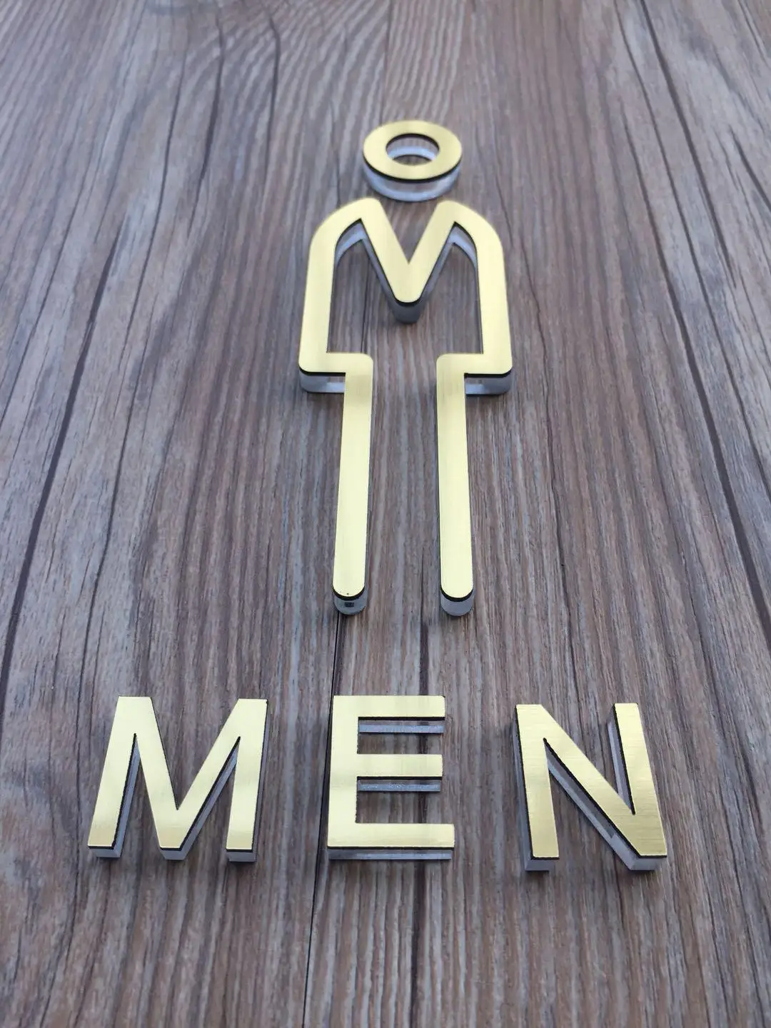 High Grade Toilet Sign Men And Women Wc Sign For Bathroom Door Sign Gold Acrylic Wall letters Wall Signage Word Block Customized - Цвет: Golden man