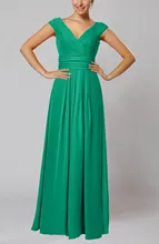 V neckline long ruffle pepper green bridesmaid dress party dress for wedding