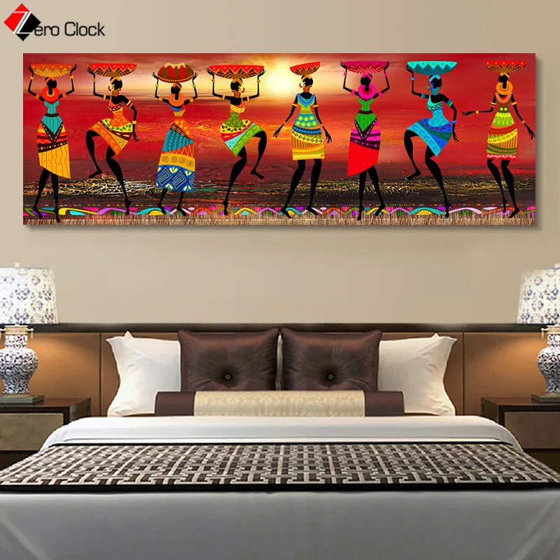 

African Women Dancing Posters and Prints Colorful Wall Art Tribal style Canvas Painting Decoration Wall Pictures for Living Room