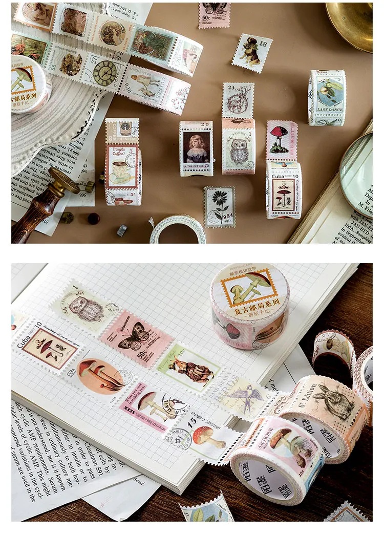 Много Ретро Печать серии и бумажная лента креативный Diy руководство кофе декоративное растение Материал стикер лента