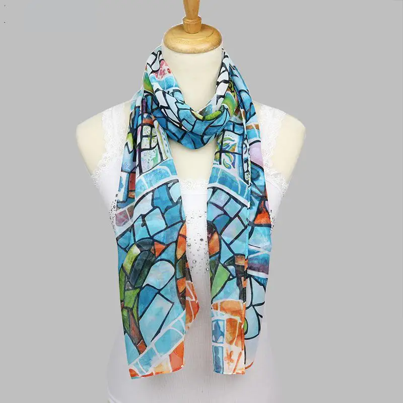 Fashion Geometric Scarf Women Beach Blanket Chiffon Scarf Beach Wrap Summer Luxury Hijab Female