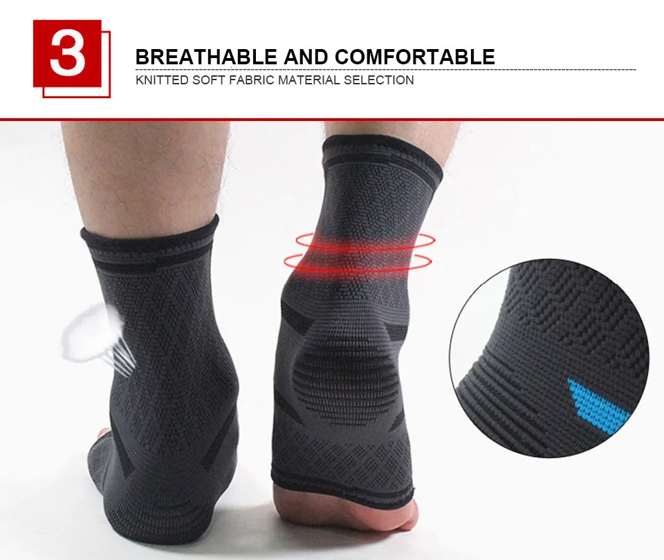 AOLIKES 1PCS Sports Ankle Compression Pad Women Gym Fitness Nylon Elastic Support Foot Straps Protector Football Ankle Brace