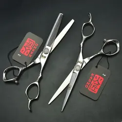 1 пара/2 шт. 6 ''серебристый KASHO Профессиональный натуральные волосы ножницы парикмахерские резки + филировочные ножницы для укладки волос