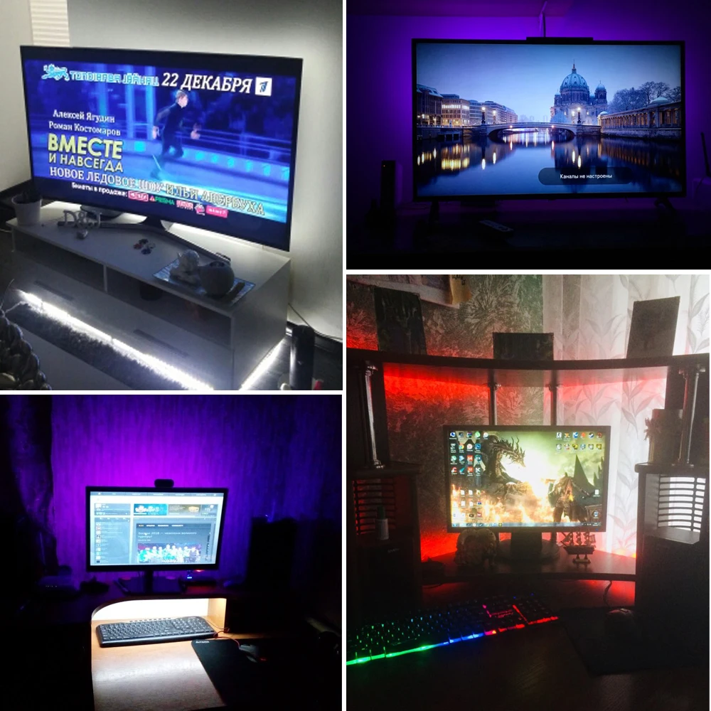 5 В USB RGB светодиодный светильник 60 светодиодов/м SMD 2835 3528 Светодиодный диодный