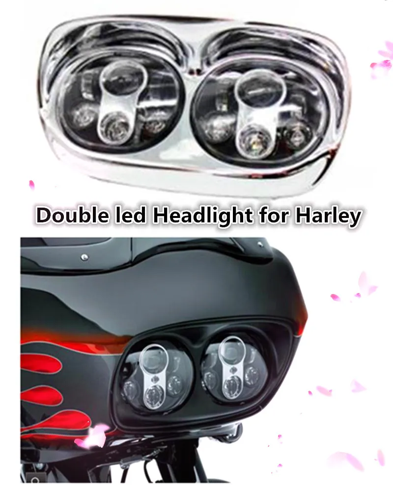 Аксессуары Motos Road glide светодиодный фонарь дальнего ближнего света двойная фара для Harley двойная светодиодная фара в сборе черная