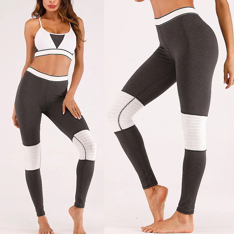 

2019 Newly Women Top with Pants Yoga Suit Strappy Padded Vest High Waist Elastic Slim Fit Clothing Set