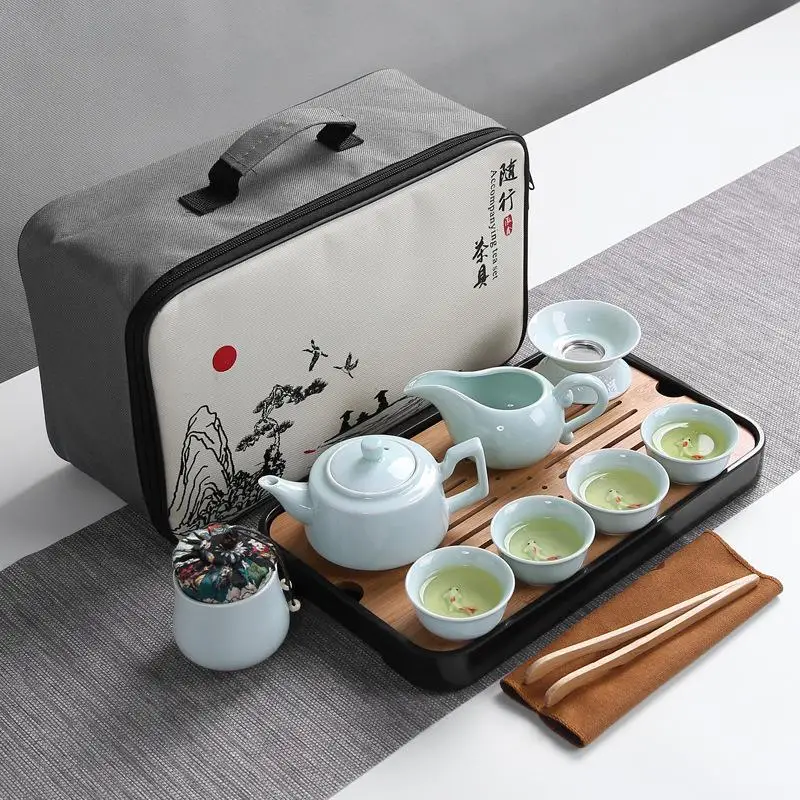 

Ceramics Tea Set Portable Travel Home Office Cups Chinese Travel Kung Fu Tea Set Portable Teapot Porcelain Teaset Teaware Sets
