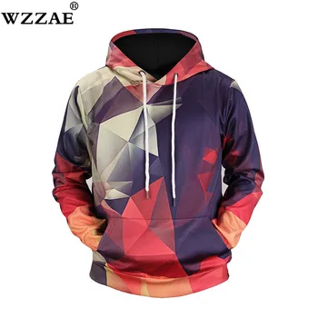 

2018 New top design Diamond stitching graphics colorful 3D printed men's hooded hoodies 2018 autumn winter thin sweatshirt H69