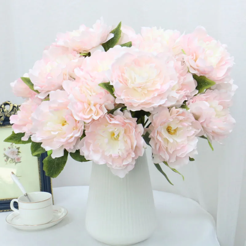 

5 heads Big flower bouquet Artificial Peony Vintage Autumn Simulation Peony Bouquet Wedding Flowers Party Office Home Decoration