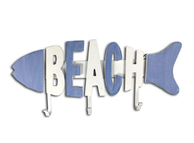 Handmade Painted Mediterranean Style Letter Fish Garden Wall Mounted Handmade Painted Mediterranean Style Letter Fish Garden Wall Mounted Hook Dress Hat Coat Hanging Hanger Bathroom