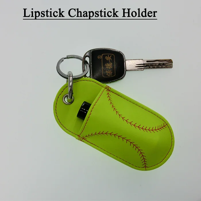 

2017 NEW Baseball Softball Leather Chapstick Holder, Case, Keychain