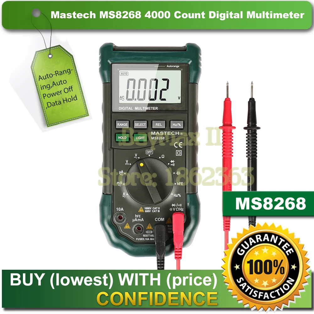 Mastech MS8268 Digital AC/DC Auto/Manual Range Digital Multimeter with