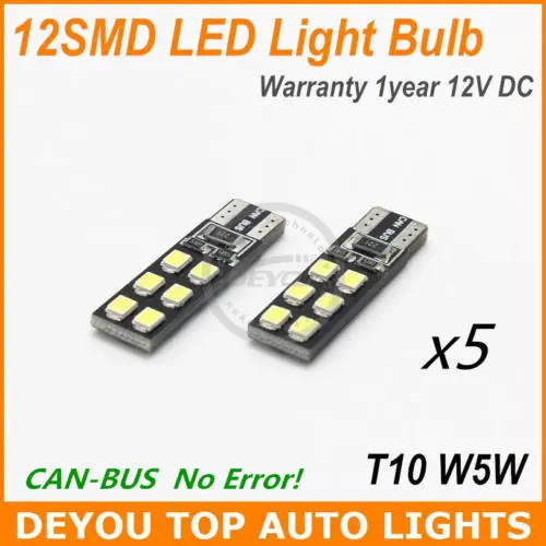 2014 New 10pcs No Error Canbus 12SMD T10 LED car wedge Light Bulb Xenon White 192 168 W5W Free shipping | Автомобили и мотоциклы