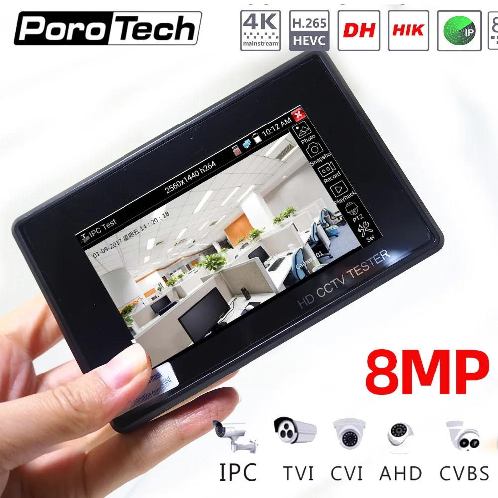 IPC1800ADH plus Профессиональный Cctv 4 дюймовый сенсорный экран Тестер монитор H.265 4K 8Mp Tvi