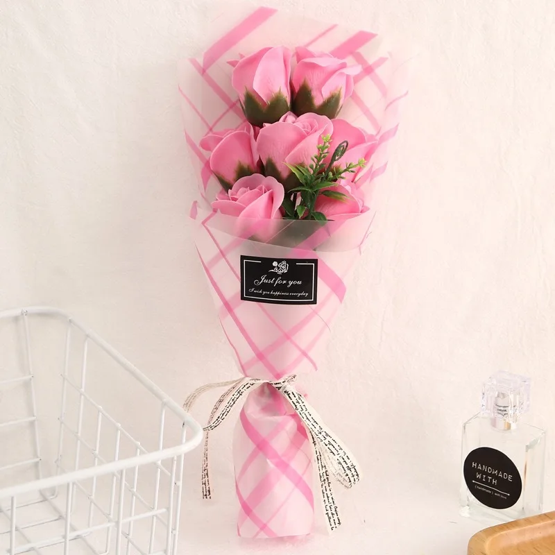 Flone Artificial 7 Heads Rose Soap flower Fake Flowers Mother's Day Valentine's Day Qixi Festival Gift Gift box Home Decoration (11)